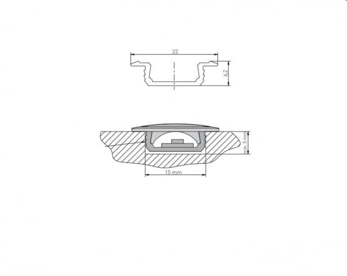 Profil Banda Led Incastrat Ml Aluminiu Gtv Glax Pa Glax Al