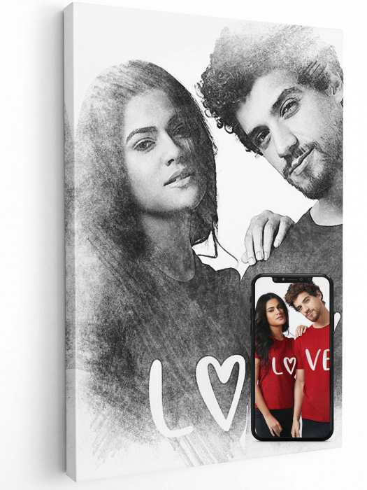 Tablou Canvas Personalizat Cu Poza Ta In Stil Creion