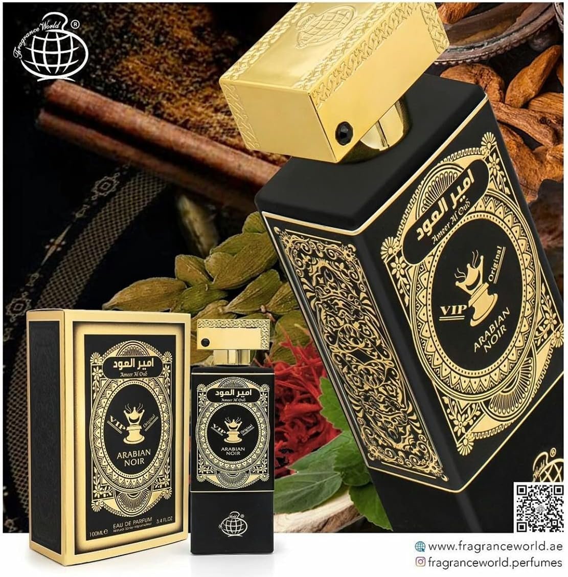 Parfum Ameer Al Oud Arabian Noir Fragrance World Apa De Parfum 100 Ml