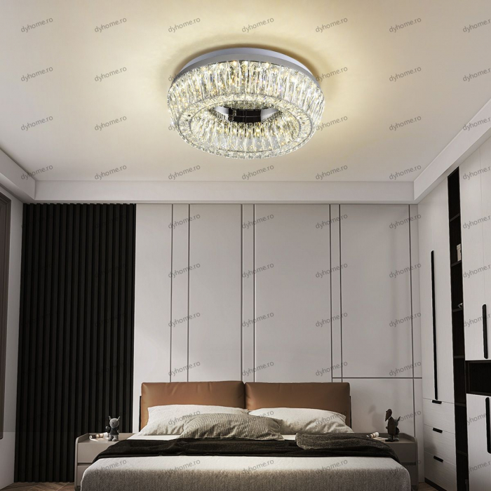 Lustra Led Cristal Circular Design Mm Telecomanda Dimabila W