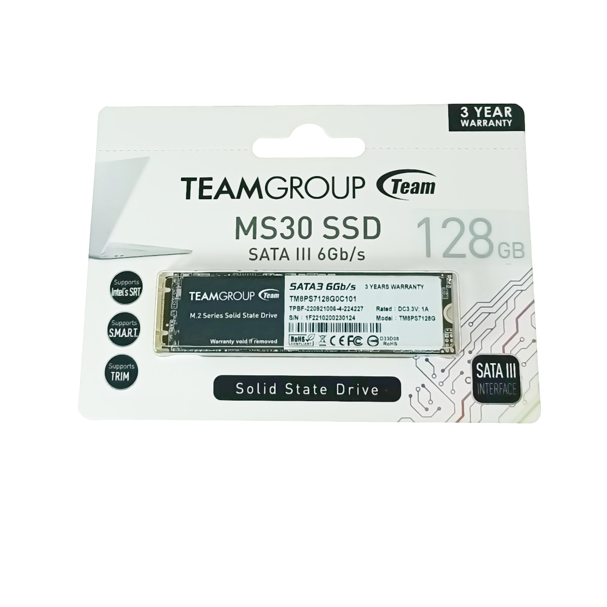 Solid State Drive SSD Teamgroup MS30 04095 M 2 2280 SATA III 128Gb