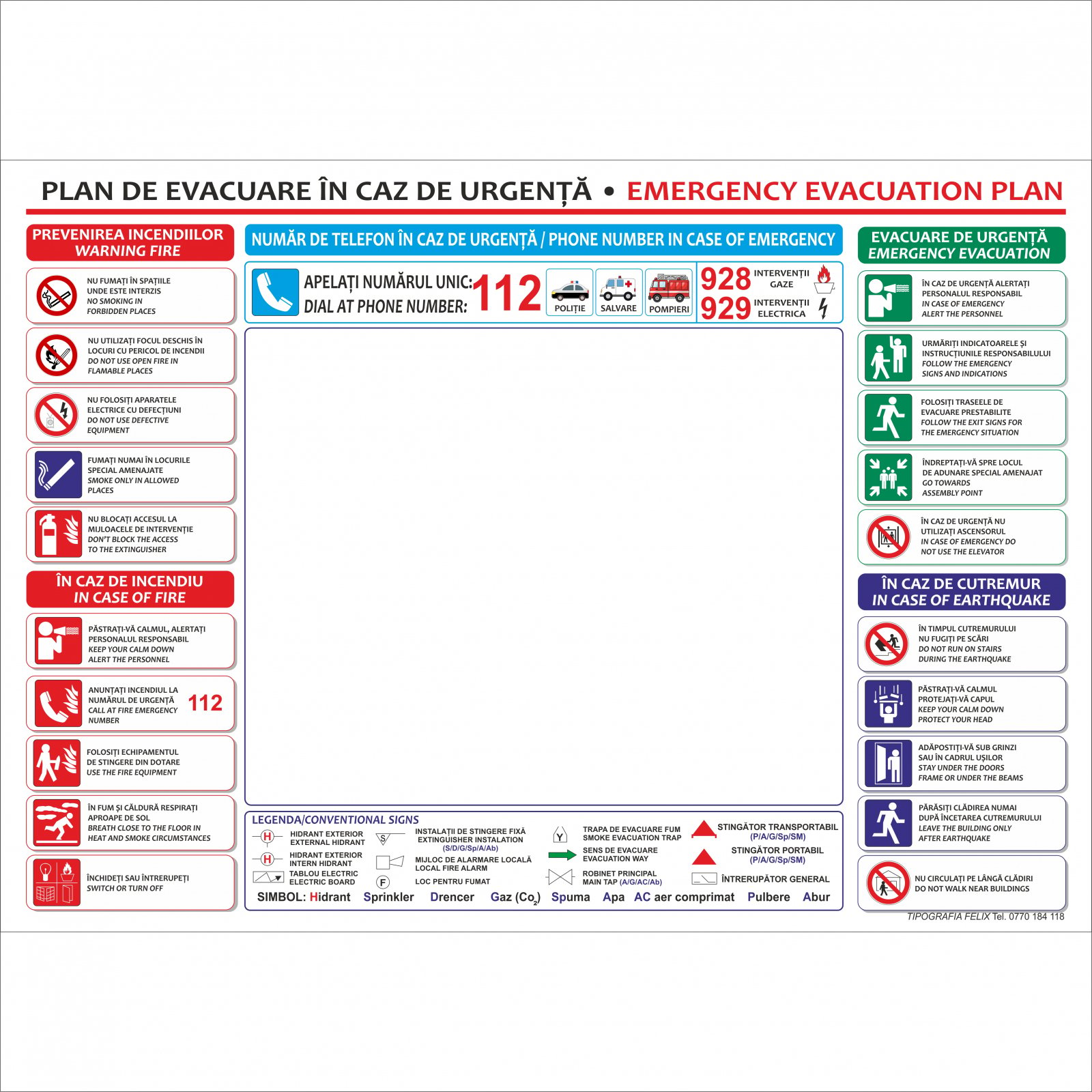 Plan De Evacuare In Caz De Urgenta Format A Cu Pictograme
