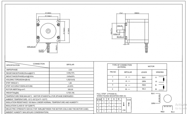 Motor Stepper E Series Nema Bipolar Deg Nm Oz In A