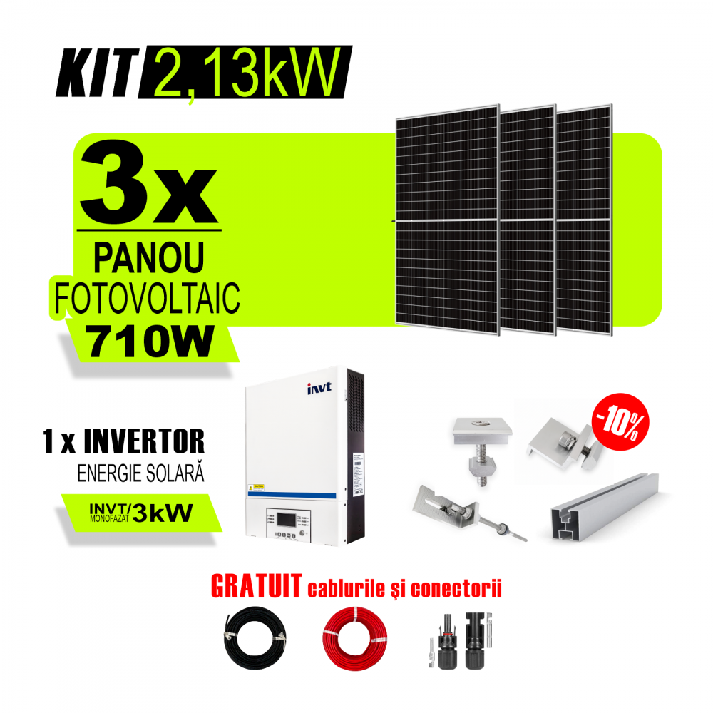 Kit Complet Sistem Fotovoltaic Kw Off Grid Monofazat Tabla Cutata