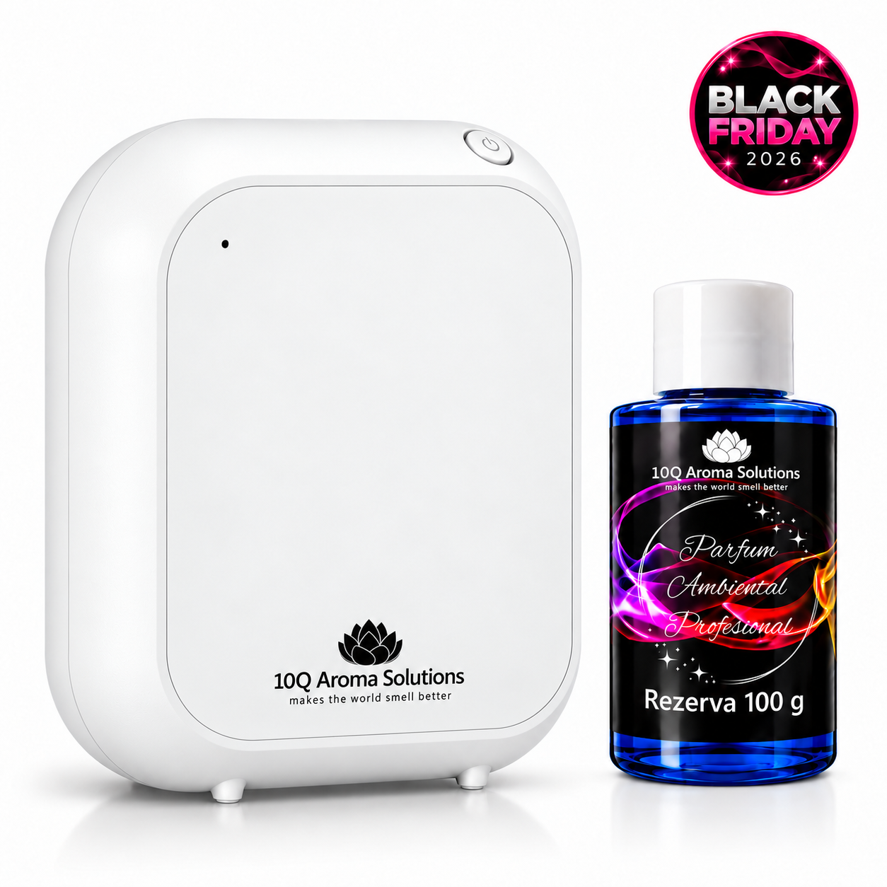 Pachet Promo: 10Q Aroma Eco Plus Alb + Rezerva Parfum Ambiental Profesional 100 g