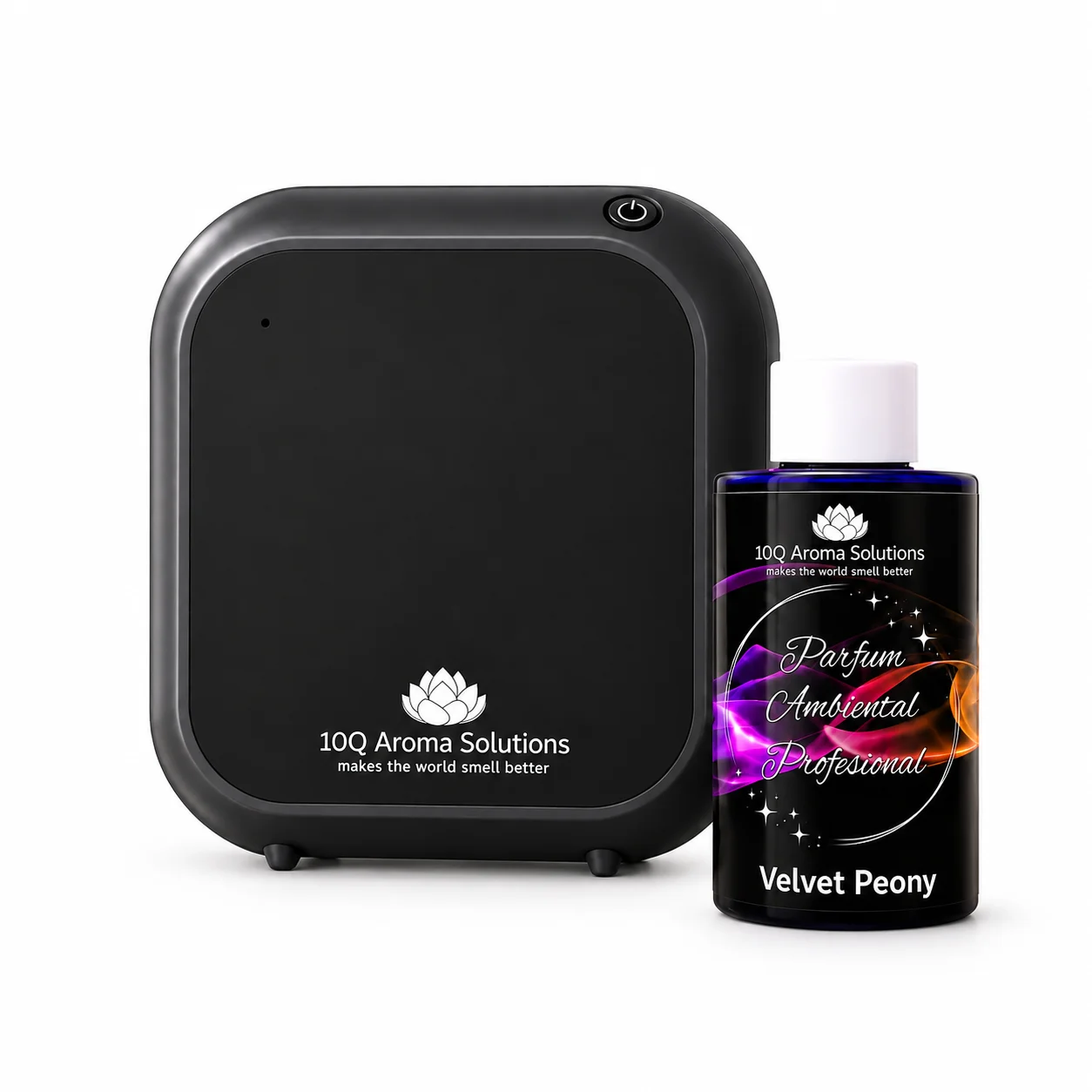 Pachet Promo: 10Q Aroma Eco Plus Negru + Rezerva Parfum Ambiental Profesional 100 g Velvet Peony
