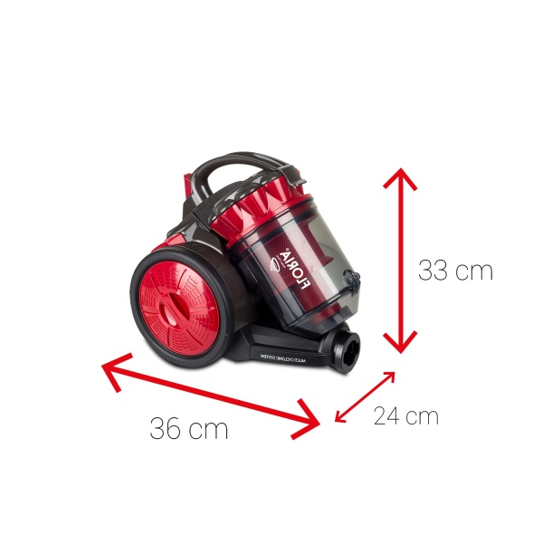 Aspirator fara sac ,rosu-negru filtru HEPA 13, filtrare ciclonica, capacitate colectare 2.5L, putere 700W, [15]