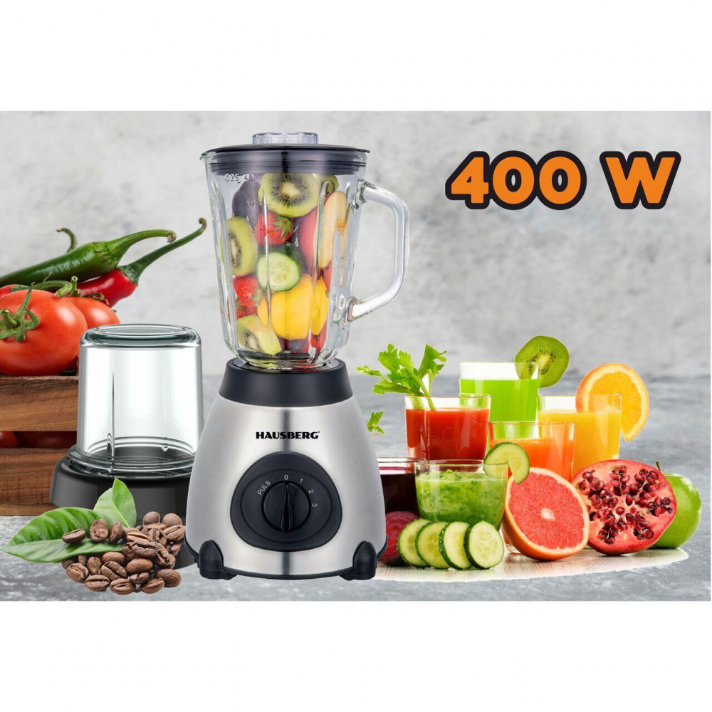 Blender electric cu rasnita din inox cu cana de sticla, (HB 37) capacitate 1.5 l , 3 viteze, 600W [4]