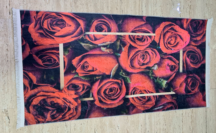 Covor Trandafiri 80x150 cm, (CP 5) print digital, antiderapant cu franjuri [1]