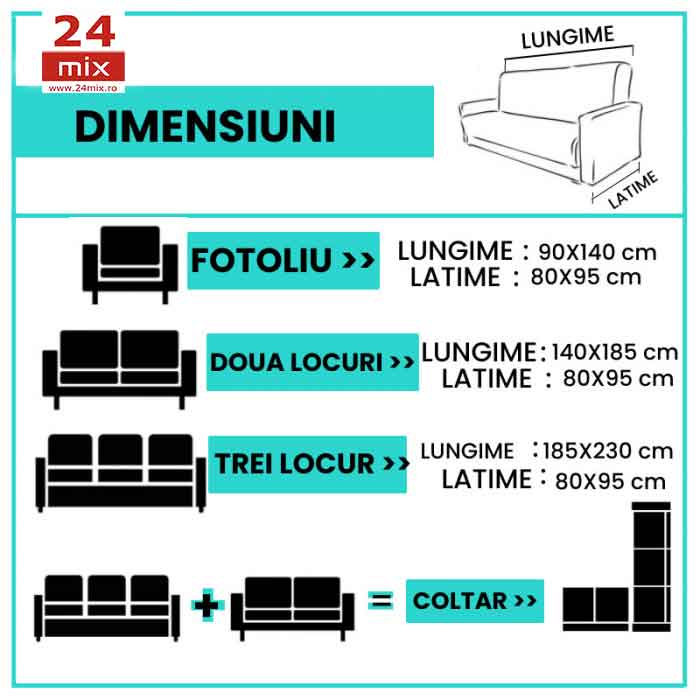 Husa Canapea 3 locuri, Catifea (HCC 307) Negru [2]
