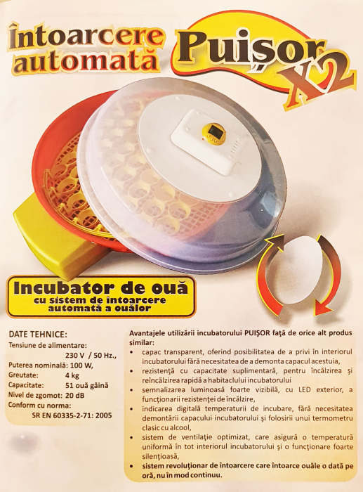 Incubator standard cu intoarcere manuala (E 119), IO-102, 100 W [4]