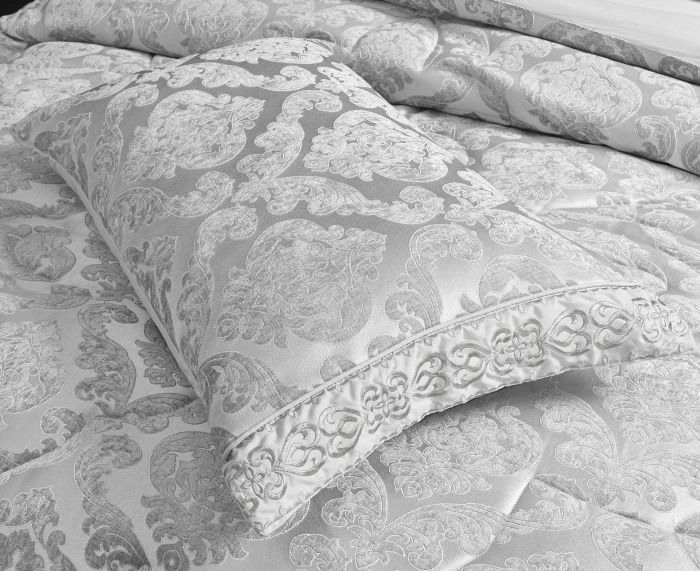 Lenjerie Jacquard (LJQ 6) cu Pilota Inclusa, Cearceaf pat cu Elastic, 7 piese, Gri [5]