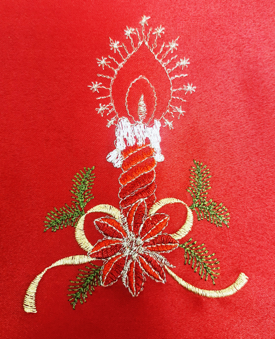 Napron decorativ brodat (FMN 406) pentru masa de Craciun, rosu, 29 cm [2]