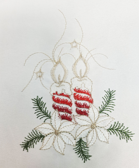 Napron decorativ brodat (FMN 405) pentru masa de Craciun, crem, 29 cm [2]