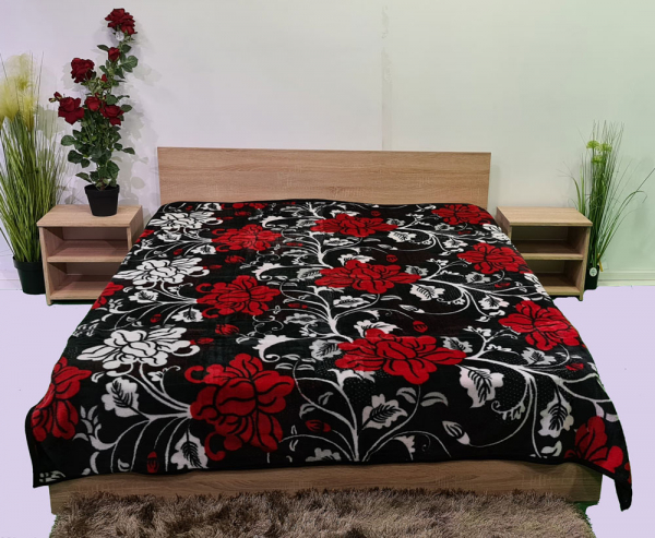Patura pufoasa, Groasa, Negru, Trandafiri, 180 x 230 cm, pentru paturi de 2 persoane, Good Life (PGP 3) [1]