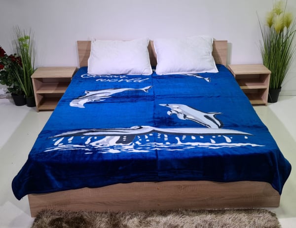 Patura pufoasa, Groasa, Albastra, Delfin, 180 x 230 cm, pentru paturi de 2 persoane, Good Life (PGP 5 [1]