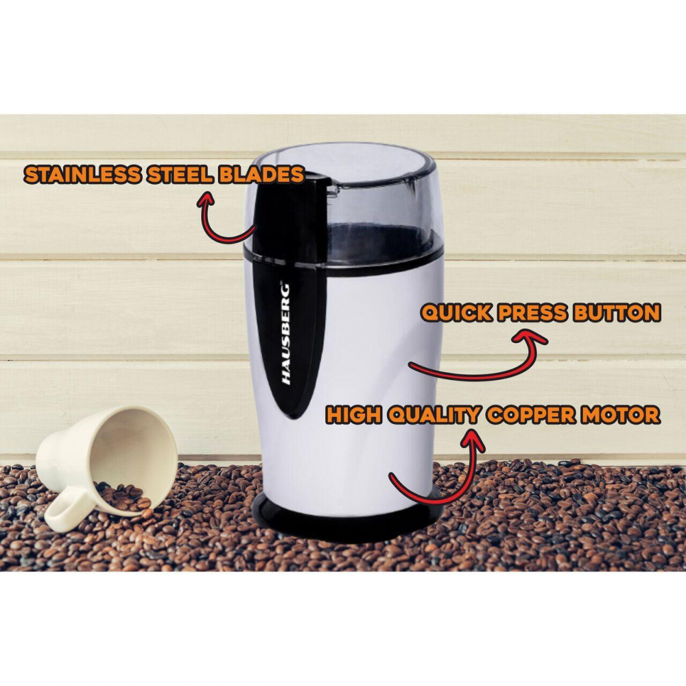 Rasnita electrica cafea (HB 40), 150 - 200W, 70g, motor din cupru, alb [3]