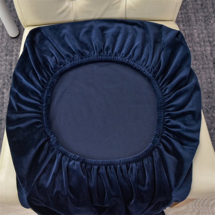 Set 6 Huse Elastice pentru Scaun din Catifea (HSC 101), Marime Universala, Albastru [4]