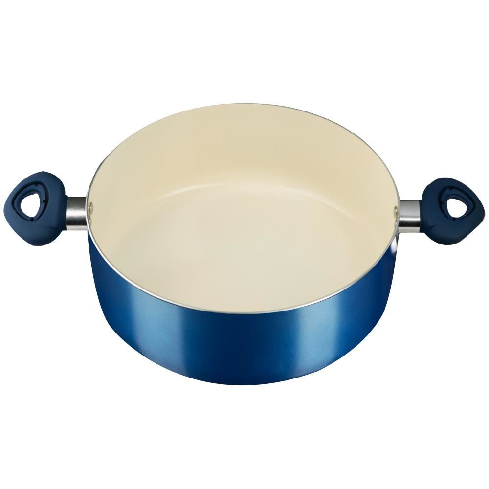 Oala ceramica cu capac si manere din silicon, alb, albastru si verde [5]