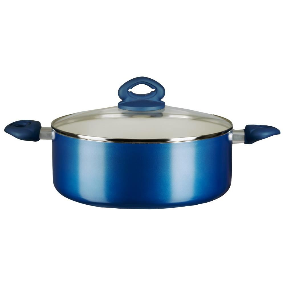 Oala ceramica cu capac si manere din silicon, alb, albastru si verde [4]