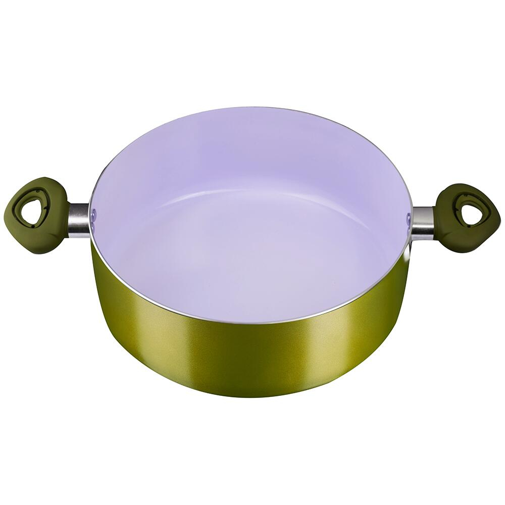Oala ceramica cu capac si manere din silicon, alb, albastru si verde [8]