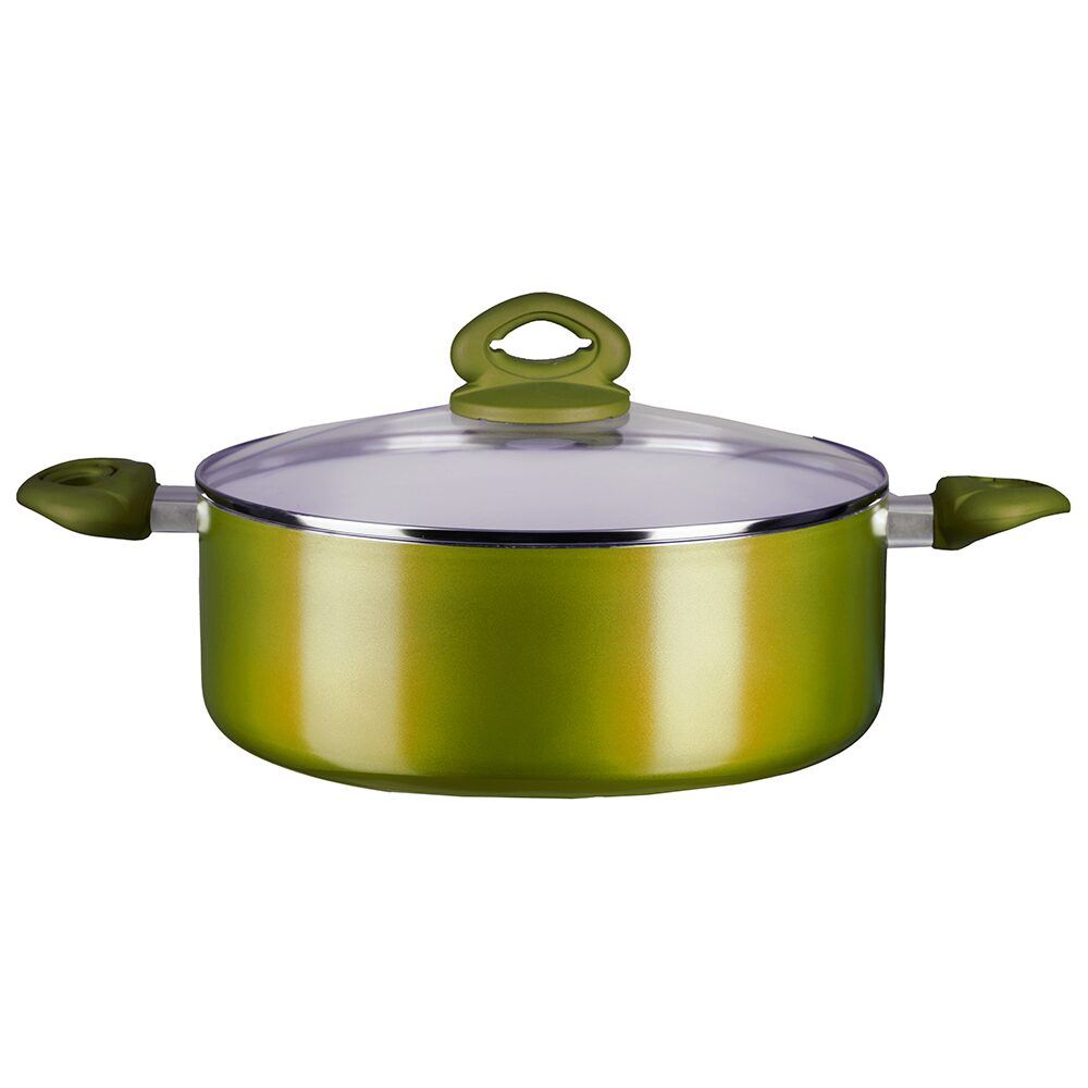 Oala ceramica cu capac si manere din silicon, alb, albastru si verde [7]