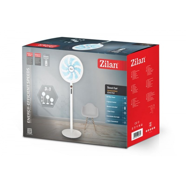 Ventilator cu picior 3IN1 (E 773), Telecomanda, Putere 60W, 9 viteze, Oscilatie orizontala, Unghi inclinare reglabil [6]