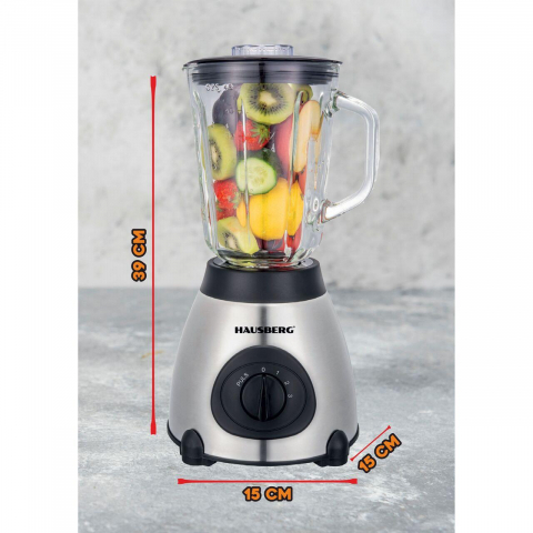 Blender electric cu rasnita din inox cu cana de sticla, (HB 37) capacitate 1.5 l , 3 viteze, 600W [1]