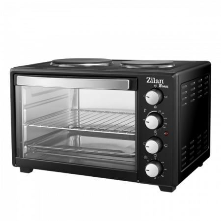 Cuptor electric cu plita Zilan (E 332), Negru capacitate mare 35 Litri, 1600W, Timer, Gratar, Tava inclusa, [1]