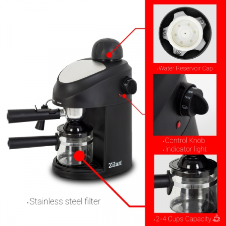 Espressor manual (E 359), Negru Dispozitiv spumare, Sistem cappuccino, Putere 800W, [5]