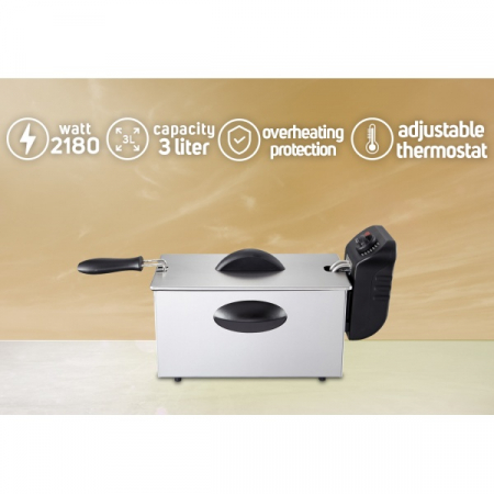 Friteuza Zilan (E 400) din otel inoxidabil, capacitate 3 litri, protectie la supraincalzire [9]