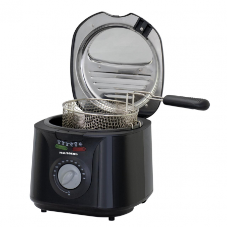 Friteuza 1450 W, (EHB 5) 2.5 litri, termostat reglabil 0 - 190 grade C, filtru detasabil din otel inoxidabil, cos cu ulei, protectie supraincalzire, picioare antiderapante, Negru [1]
