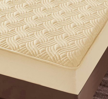 Husa Catifea Topper cu Elastic (HCT 2) + 2 Fete de Perna - Crem [1]