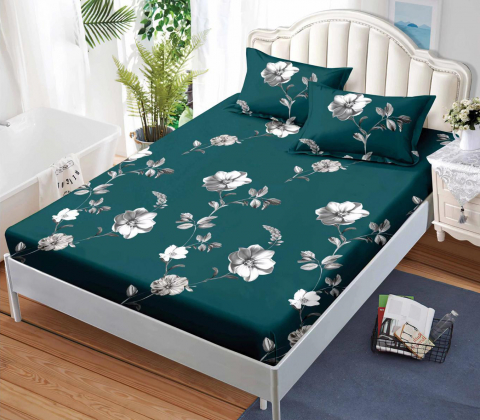Huse de Pat Finet - Husa saltea cu elastic din Finet, pat dublu (HPF 239) cu doua fete de perna