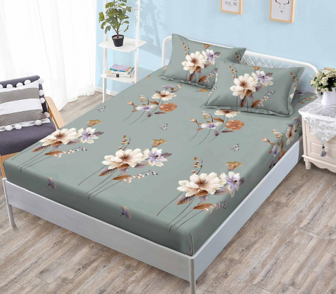 Huse de Pat Finet - Husa saltea cu elastic din Finet, pat dublu (HPF 249) cu doua fete de perna