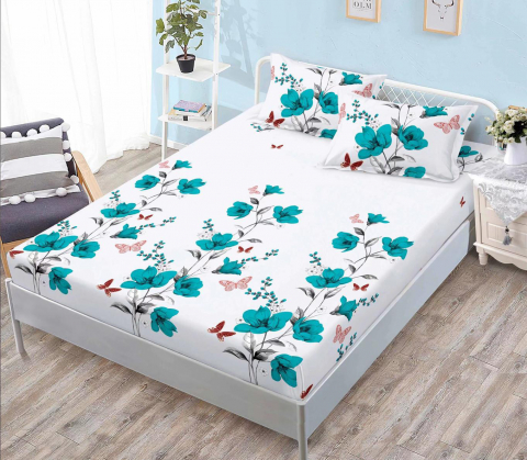 Huse pat - Husa saltea cu elastic din Finet, pat dublu (HPF 251) cu doua fete de perna