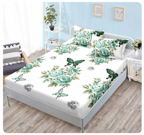 Huse pat - Husa saltea cu elastic din Finet, pat dublu (HPF 300) cu doua fete de perna