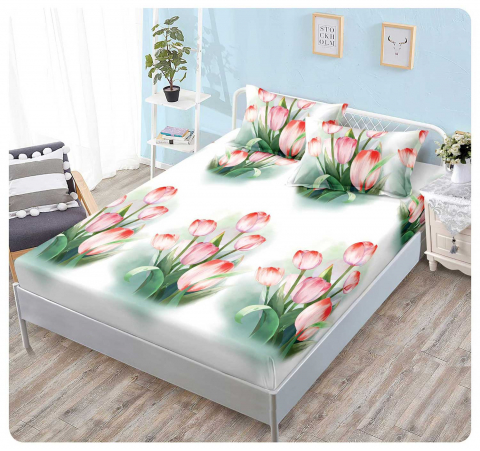 Huse pat - Husa saltea cu elastic din Finet, pat dublu (HPF 301) cu doua fete de perna