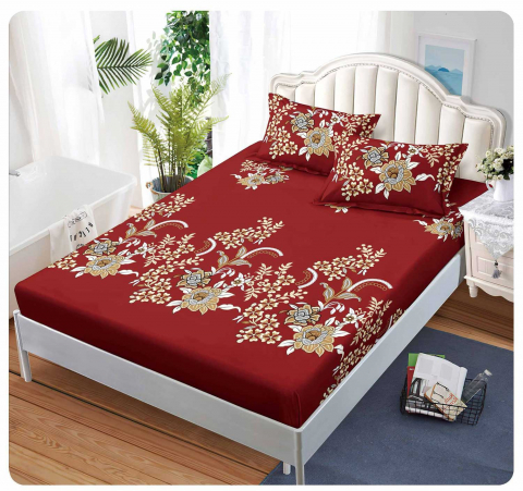Dormitor - Husa saltea cu elastic din Finet, pat dublu (HPF 303) cu doua fete de perna