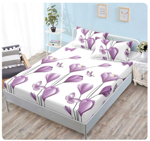 Huse pat - Husa saltea cu elastic din Finet, pat dublu (HPF 304) cu doua fete de perna