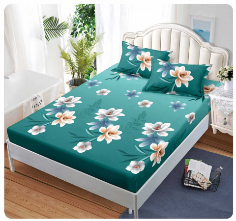Dormitor - Husa saltea cu elastic din Finet, pat dublu (HPF 305) cu doua fete de perna