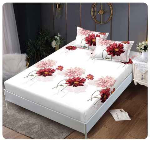 Huse pat - Husa saltea cu elastic din Finet, pat dublu (HPF 306) cu doua fete de perna
