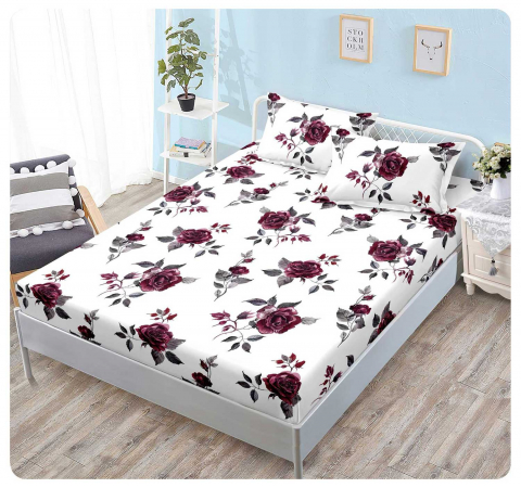 Huse pat - Husa saltea cu elastic din Finet, pat dublu (HPF 309) cu doua fete de perna