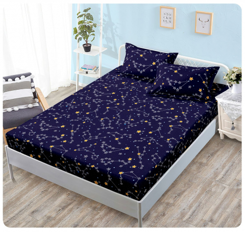 Huse pat - Husa saltea cu elastic din Finet, pat dublu (HPF 310) cu doua fete de perna