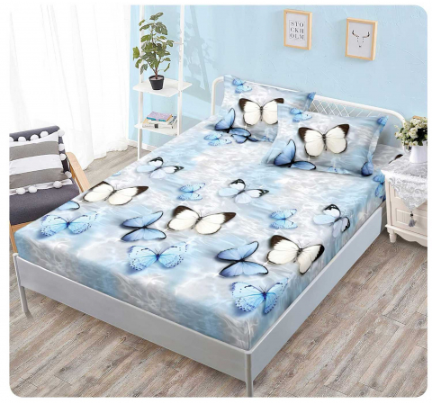 Huse pat - Husa saltea cu elastic din Finet, pat dublu (HPF 318) cu doua fete de perna