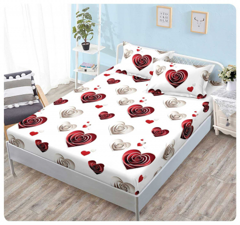 Huse pat - Husa saltea cu elastic din Finet, pat dublu (HPF 323) cu doua fete de perna