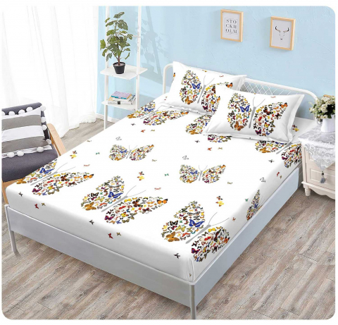 Huse pat - Husa saltea cu elastic din Finet, pat dublu (HPF 324) cu doua fete de perna