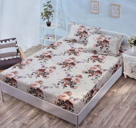 Dormitor - Husa saltea cu elastic din Finet, pat dublu (HPF 327) cu doua fete de perna