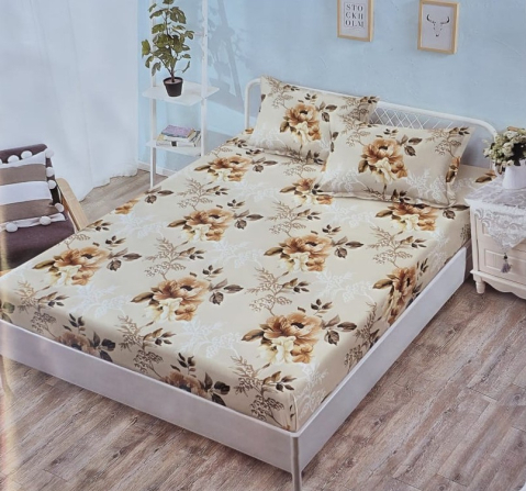 Dormitor - Husa saltea cu elastic din Finet, pat dublu (HPF 328) cu doua fete de perna