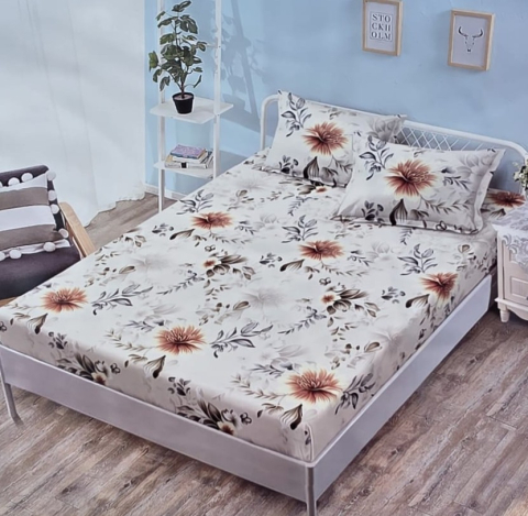 Dormitor - Husa saltea cu elastic din Finet, pat dublu (HPF 329) cu doua fete de perna